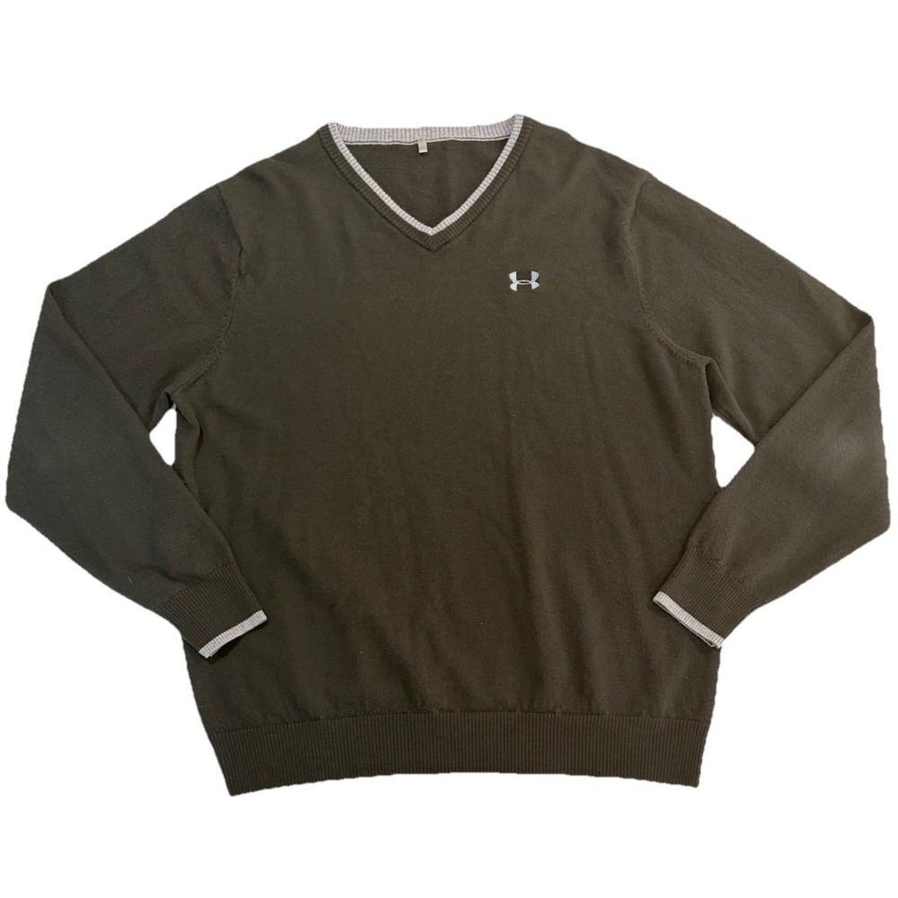 Under Armour 100% Merino Wool V Neck Sweater Men's Large Charcoal Grey *READ*